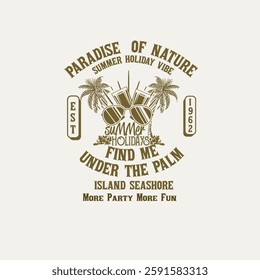 paradise of Nature summer holiday party sun glass palm tree vector illustration