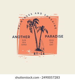 Paradise palmtree with surfing print