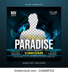 Paradise party retro flyer template