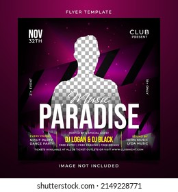 Paradise party retro flyer template