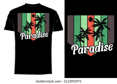 Paradise silhouette t shirt mockup retro vintage