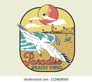 paradise summer beach vibes vector artwork design for print