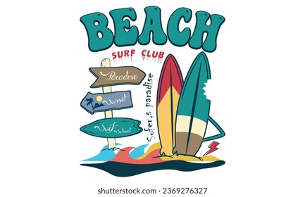 Paradise Summer Surfing Beach T-shirt. California Colorful Beach Illustration Design, Hello, Summer California Beach Vector T-shirt Design. svg