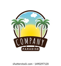 Paradise / sun / beach Logo design inspiration