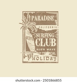 Paradise Surfing club holiday retro typography summer t shirt design