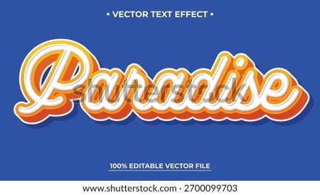 Paradise Text Effect with Orange and White Layers on Blue Background