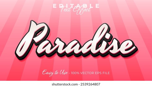 Efecto de texto del paraíso, estilo gráfico de Vector de Plantilla de tipografía