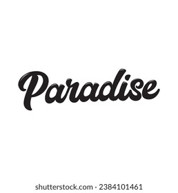 paradise text on white background.