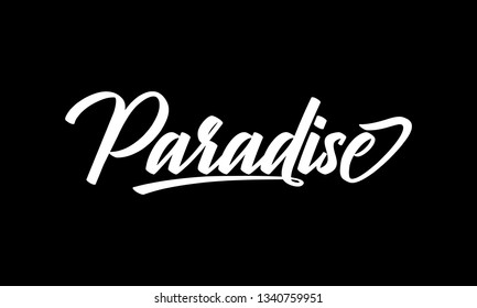 Paradise text slogan print for t shirt, card and other us. lettering slogan graphic vector illustration