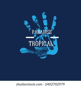 Paradise Tropical Hand Palm tree beach typography summer graphic design