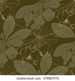 paradise tropical plants vector pattern. Hibiscus plant pattern