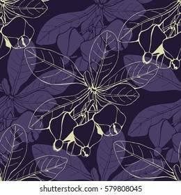 paradise tropical plants vector pattern. Hibiscus plant pattern