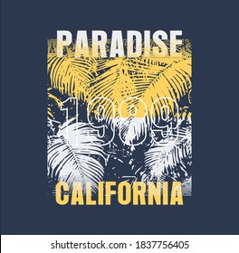 PARADISE , Typography illustration, t-shirt graphics, print, poster, banner, flyer, postcard