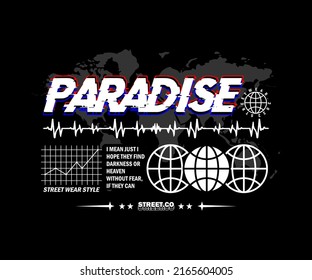 paradise typography illustration in vintage style, for streetwear and urban style t-shirts design, hoodies, etc