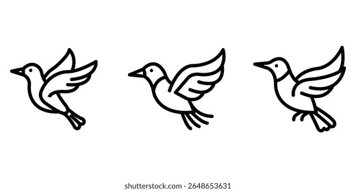paradise-bird outline or line icon design bundle.