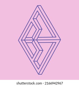 Paradox geometry. Optical illusion object. Sacred geometric figures. Op art logo. Impossible shapes.