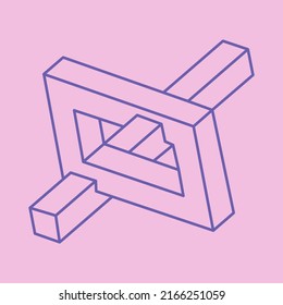 Paradox geometry. Optical illusion objects. Sacred geometric figures. Optical art logo. Impossible shapes.
