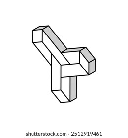 paradox impossible geometric shape isometric icon vector. paradox impossible geometric shape sign. isolated symbol illustration