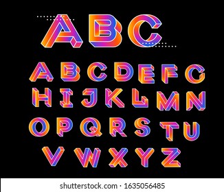 Paradox Shape Font. Impossible Letters. Set Of Vector Letters Constructed On The Basis Of Paradox Isometric View. Vector Illustration 10 Eps