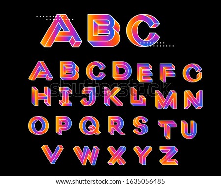 Paradox shape font. Impossible Letters. Set of vector letters constructed on the basis of paradox isometric view. Vector illustration 10 eps