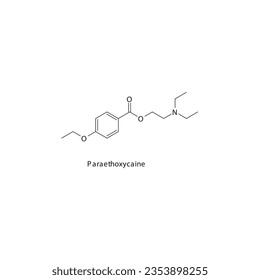Paraethoxycaine flat skeletal molecular structure Local Anesthetic drug used in local anasthesia, pain treatment. Vector illustration.