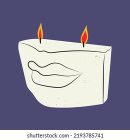paraffin aromatic candles for aroma therapy isolated on light background. Cute hygge home decoration, holiday decorative design element. Flat cartoon colorful vector illustration.