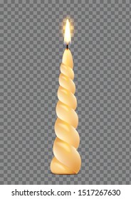 Paraffin burning spiral candle, decoration for the holidays, vector illustration.