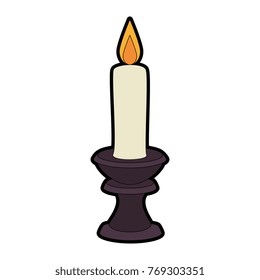 paraffin candle in candlestick
