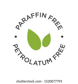 Paraffin free round icon. Petrolatum free. Symbol for personal care products.