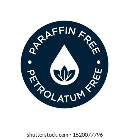 Paraffin free round icon. Petrolatum free. Symbol for personal care products.