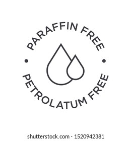 Paraffin free round icon. Petrolatum free. Symbol for personal care products.