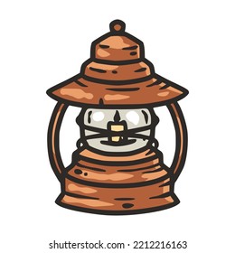 Paraffin lantern lamp for camping in the forest or mountains adventure