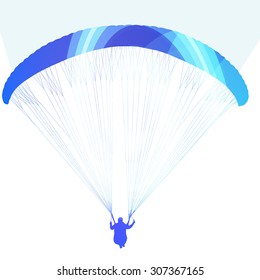 Paraglider flying silhouette illustration vector background colorful concept made of transparent curved shapes