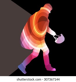 Paraglider on land silhouette illustration vector background colorful concept made of transparent curved shapes