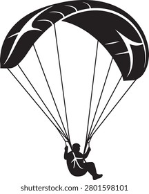 Silueta de parapente con Vector de ala abierta para deportes de aventura