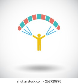 Paraglider. Single flat icon on white background. Vector illustration.