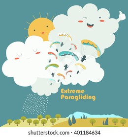 Paragliders on sky