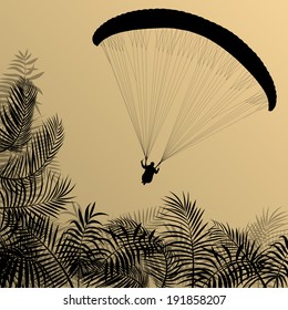 Paragliding active sport background landscape concept vector