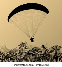 Paragliding active sport background landscape concept vector