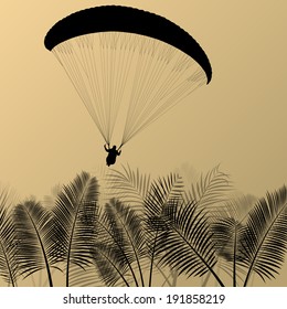 Paragliding active sport background landscape concept vector