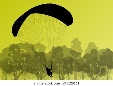 Paragliding active sport background landscape concept vector