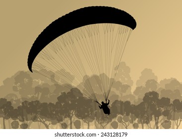 Paragliding active sport background landscape concept vector