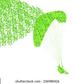Paragliding active sport background vector concept made of fragments