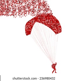 Paragliding active sport background vector concept made of fragments