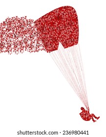 Paragliding active sport background vector concept made of fragments