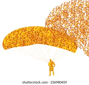 Paragliding active sport background vector concept made of fragments