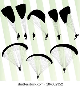 Paragliding active sport vector set