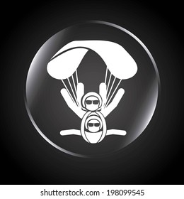 Paragliding design over black background, vector illustration