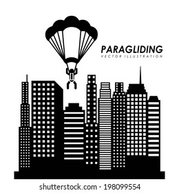 Paragliding design over cityscape background, vector illustration