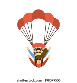 Paragliding Design Over White Background, Vector Illustration